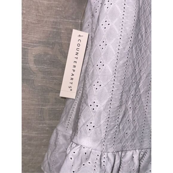 NEW WITH TAGS Counterparts white  flare Sleeves Blouse Shirt Sz small white - Picture 4 of 5